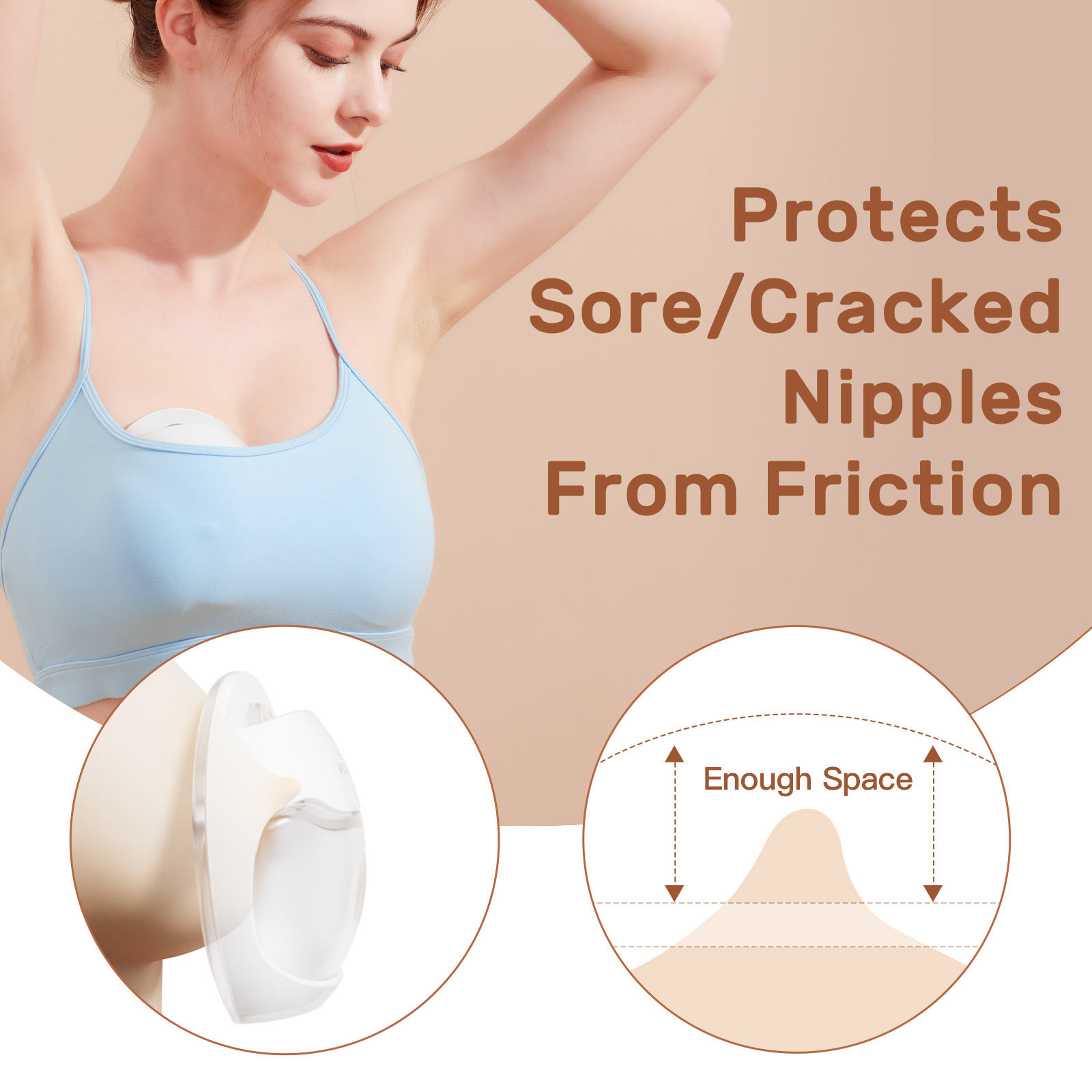 NCVI Breast Milk Collector, Breast Shells Protect Sore Nipples for Breastfeeding, Reusable Breastmilk Saver, Wearable Nursing Cups, BPA Free, 2.3oz/70ml, 1PC