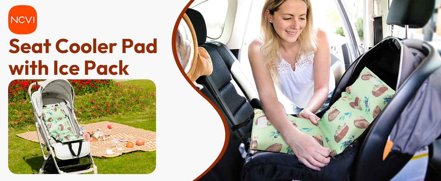 NCVI Car Seat Cooling Pad— Quickly Cools Baby's Car Seat and Stroller in Heat Hedgehog