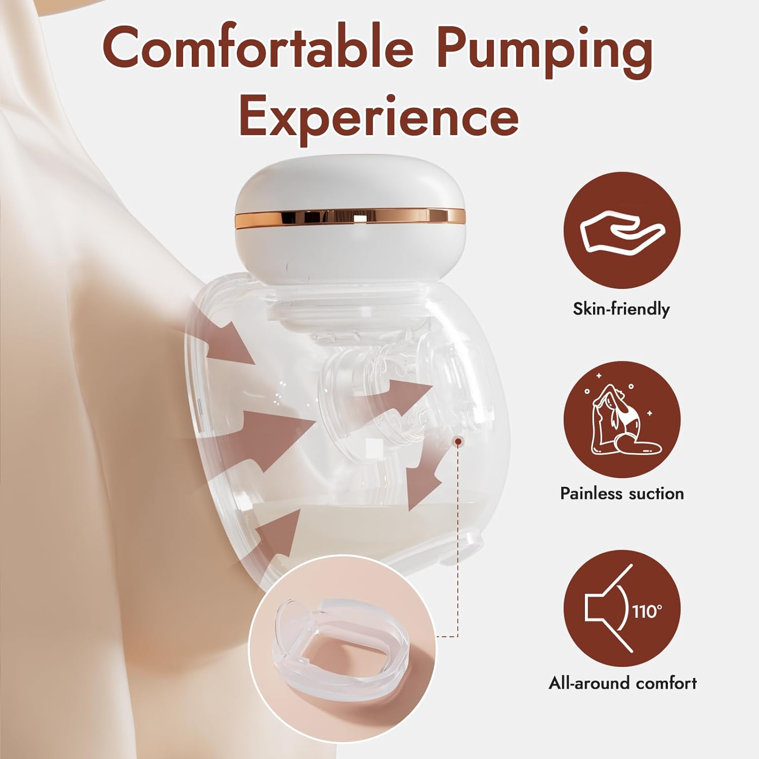 NCVI Hands Free Breast Pump Wearable, Portable Electric Breast Pump 8126, Double Wireless Breast Pump with 3 Modes & 12 Levels, Pumping Efficiently, Rechargeable Milk Pump, 24mm, 2 Pack