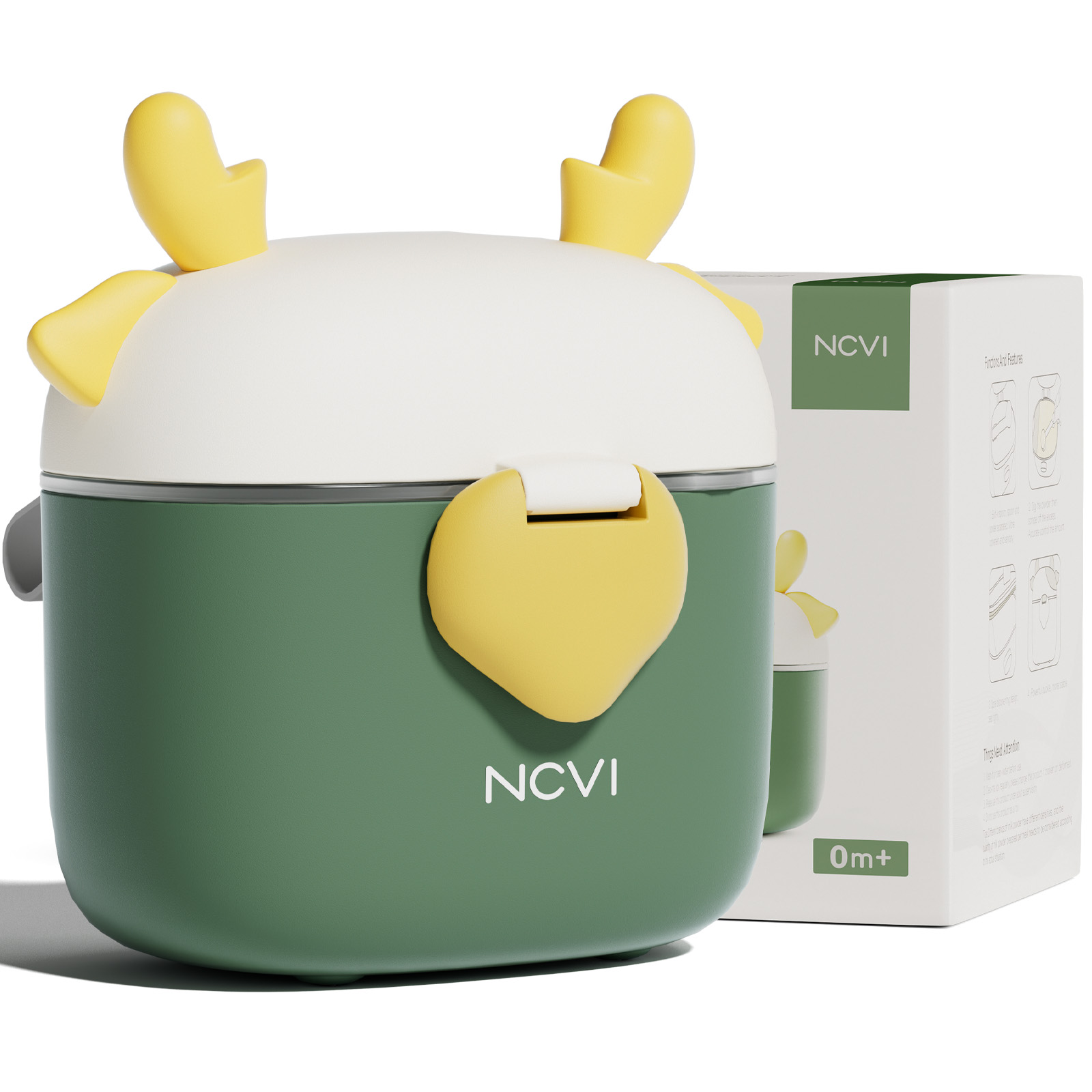 NCVI Baby Formula Dispenser On The Go, Formula Container To Go, Formula Holder for Travel, Outdoor Picnic with Baby Infant, Portable Container for Milk Powder, Snacks, Candy, Fruits (Green)