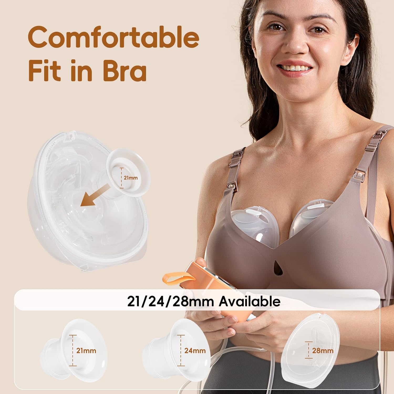 NCVI Hands Free Wearable Breast Pump, Portable Double Electric Pump, 4 Modes 9 Levels, Combined with Strong Motor and Wearable Cups, 21/24/28mm, Newly Breastfeeding Pump with Lightweight, Low Noise