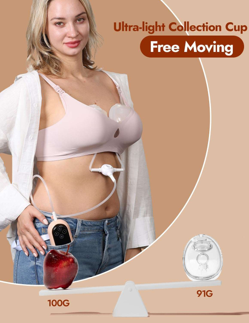NCVI Ultra-Lightweight Wearable Breastfeeding Pump Hands-Free&Portable, Hospital-Grade Double Electric Breast Pump Come with Leak-Proof Double Fit Flange, 4 Modes 9 Levels, 19/21mm for Small Nipples