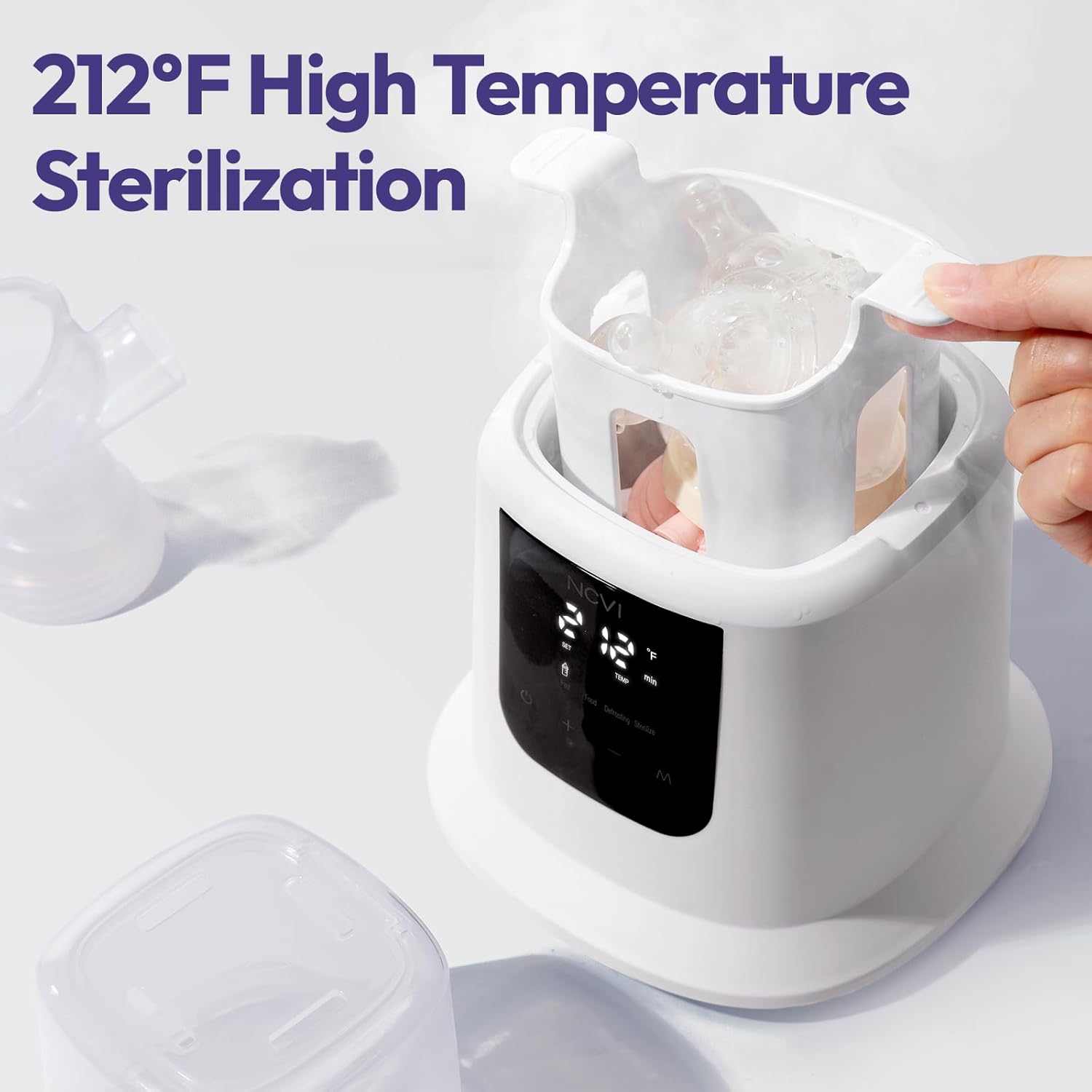 NCVI Baby Bottle Warmer, Milk Fast Heating & Defrosting Food Heater and Steam Sterilizer with LCD Display,Timer 