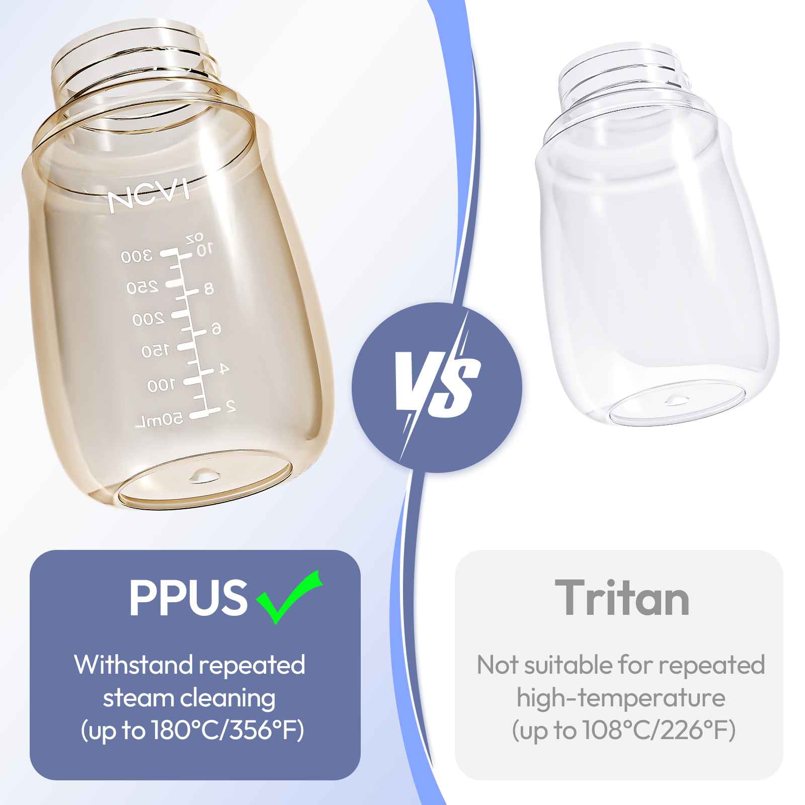 NCVI Sippy Cup for Toddler 9388, PPSU withstand repeated steam cleaning
