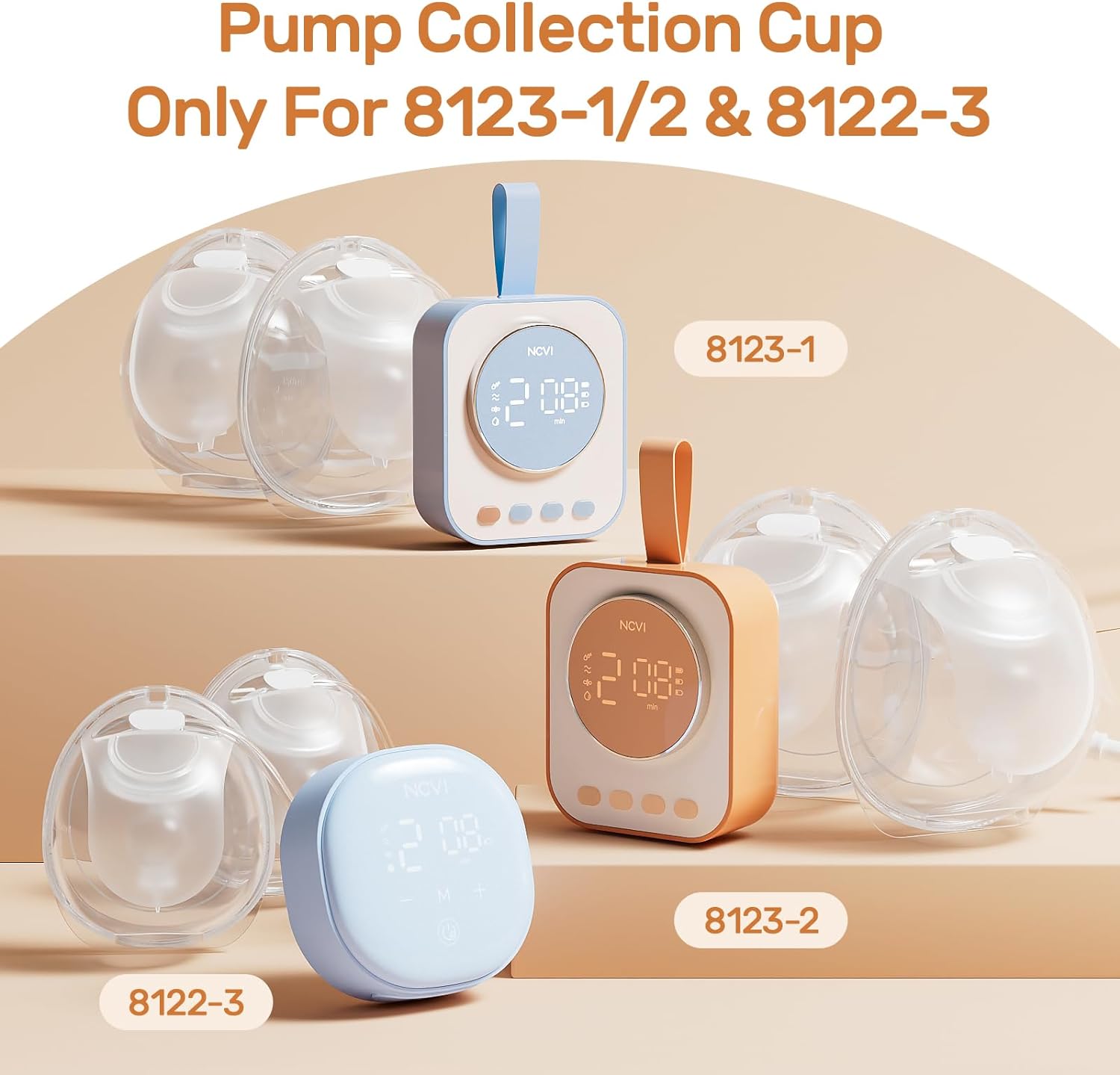 NCVI Hands Free Breast Pump Collection Cups for 8122-3/8123, Wearable Breast Pump Cups for Leaking Milk, Original Breast Pump Replacement Accessories, 5 Oz/150ml