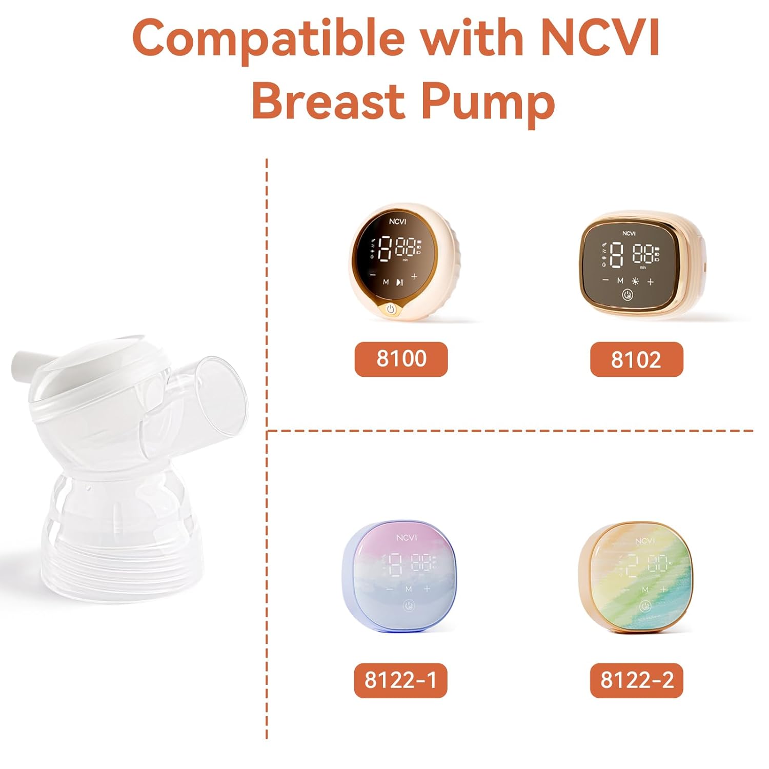 NCVI Replacement Connector Compatible with 8100/8102/8122, Breast Pump Accessories, BPA Free, 1 PC