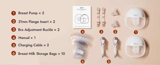 NCVI hands free breast pump 8111,what are in the package
