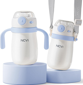 NCVI Kids Stainless Steel Straw Cup for Toddlers 1-3 Years Old, Training Tumbler with Straw Spill Proof with Handle