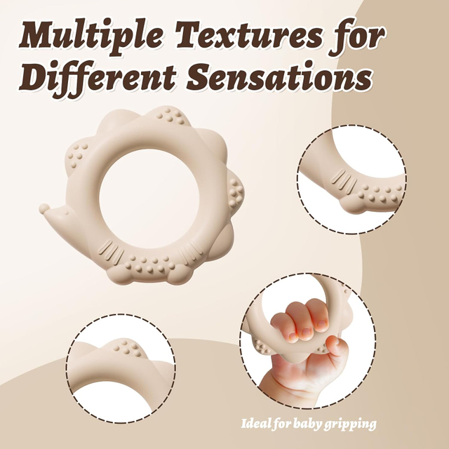 NCVI 4 Pack Silicone Teething Rings for Babies 0-6 Months, Ring Teether Infant Toys with Pacifier Clip, Infant Toddler Chew Toys 3-6 6-12 Months