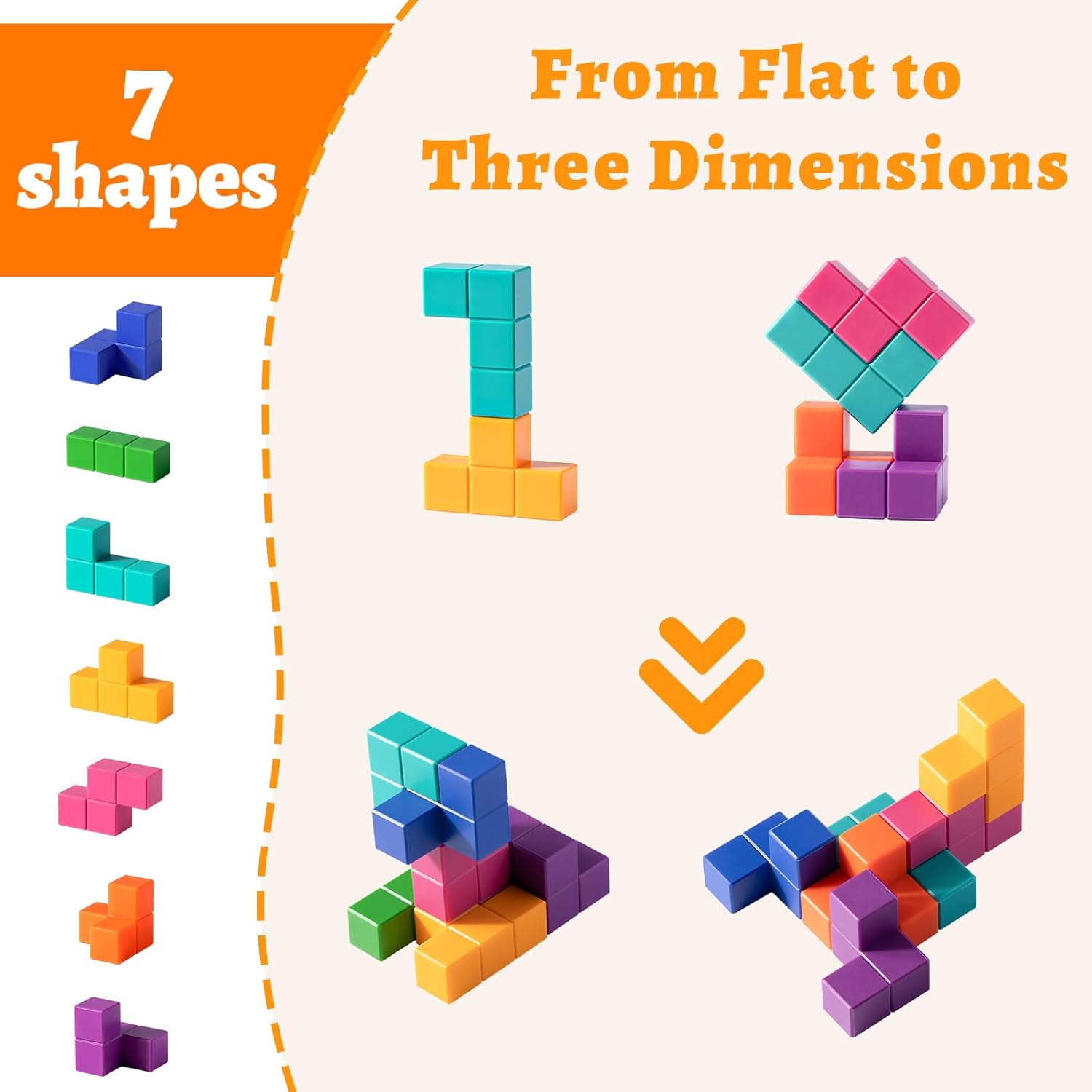 NCVI Soft Baby Blocks 12 Months, Block Toys of Seven Shapes, Combinable Block Toys