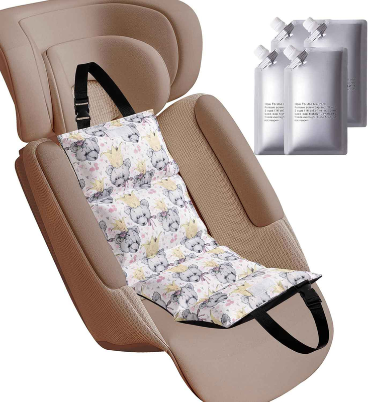 NCVI Car Seat Cooling Pad, Baby Stroller Cooling Pad - Insulated Cushion with Ice Pack for Heat Grizzly 