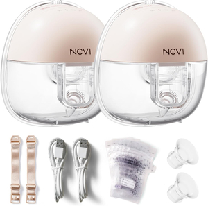 NCVI Breast Pump Hands Free, Wearable Breastfeeding Pump 8111, Portable Double Electric Pump with 4 Modes & 9 Levels, Wireless Milk Pump, Invisible & Ultra Quiet, 21/24mm, 2 Pack