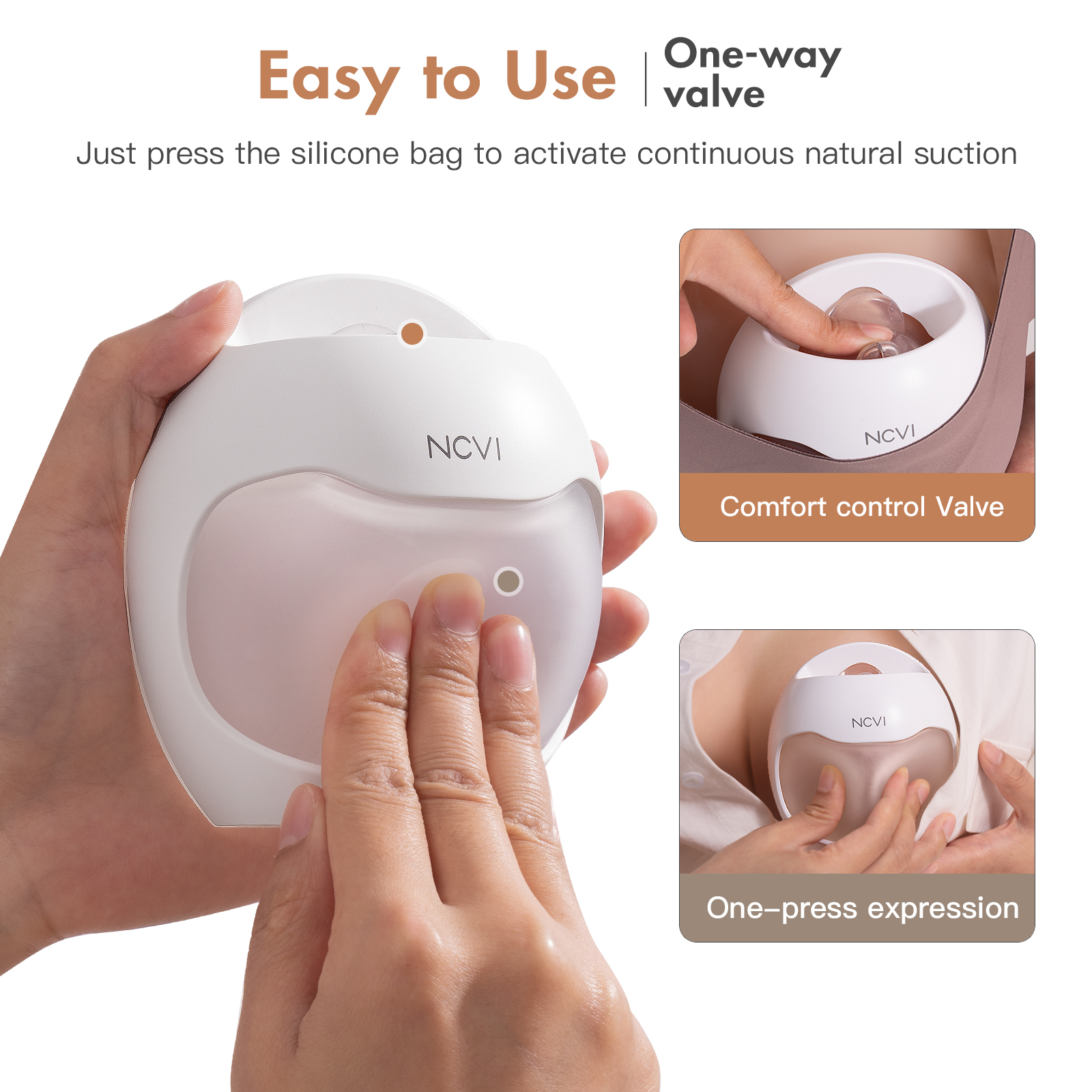 NCVI Manual Wearable Breast Pump | Breastmilk Collector, Hands-Free & Portable, Natural Expression, Breast Feeding Essentials | Astronaut Series, 1pc