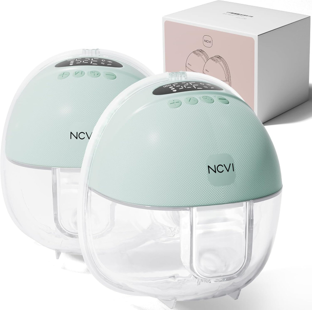 NCVI Hands Free Breast Pump 8131, Wearable Electric Pump for Breastfeeding, 4 Modes & 9 Levels, Ultra-Quiet Portable Milk Pump with Smart Display And 19/21/24 Mm Flanges, 2 Pack (Green)