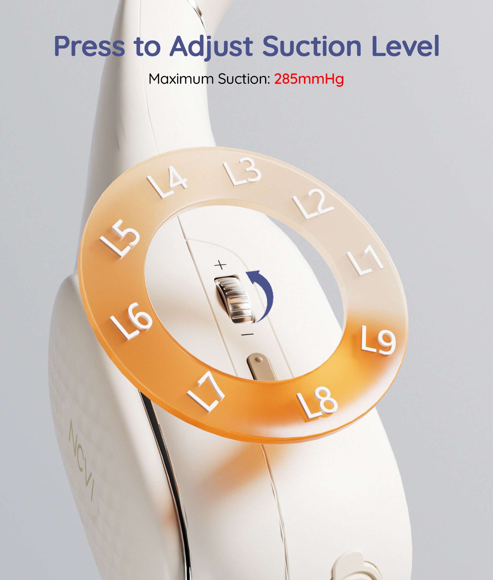 NCVI Neckband Wearable breast pump features adjustable suction levels with a maximum of 285mmHg for personalized comfort