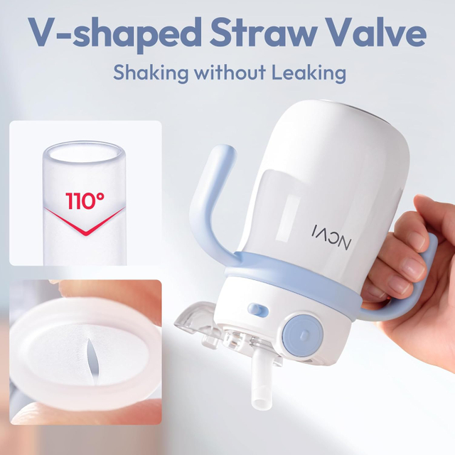 NCVI Kids Stainless Steel Straw Cup for Toddlers 1-3 Years Old, Training Tumbler with Straw Spill Proof with Handle