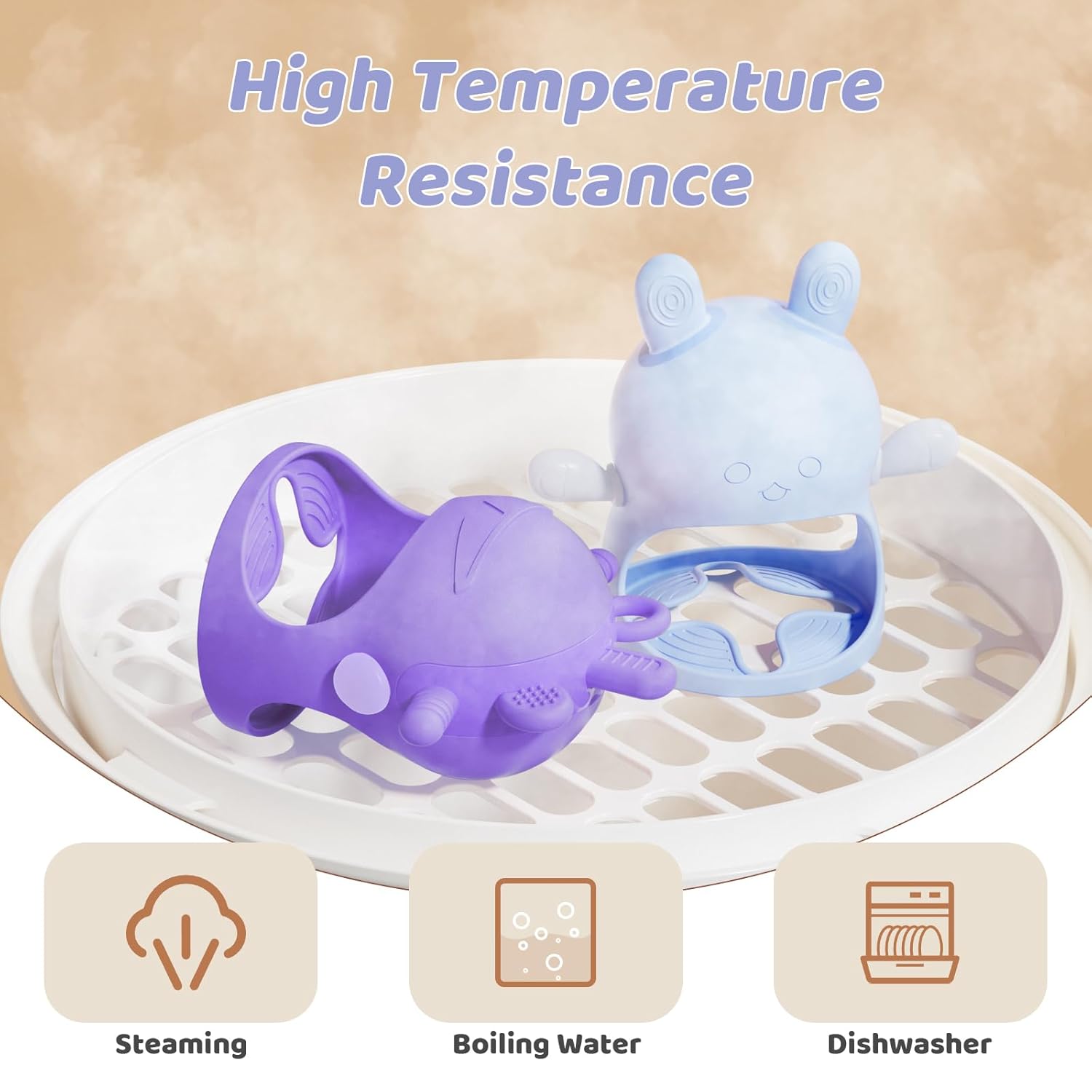 NCVI Baby Easter Silicone Teether Hand Grip High Temperature Resistance Purple