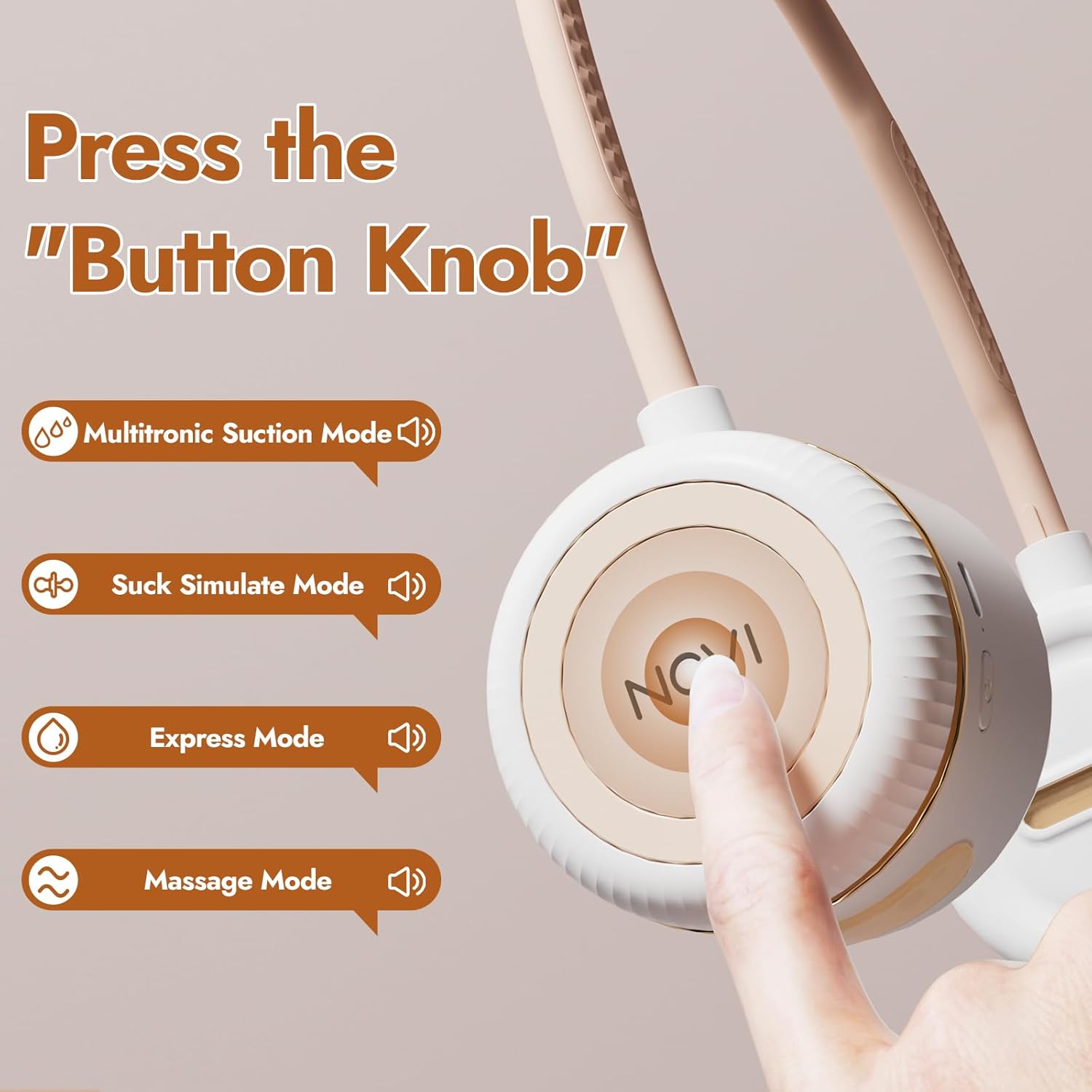 NCVI Hands Free Breast Pump 8138, Press the Button Knob to Select from 4 modes