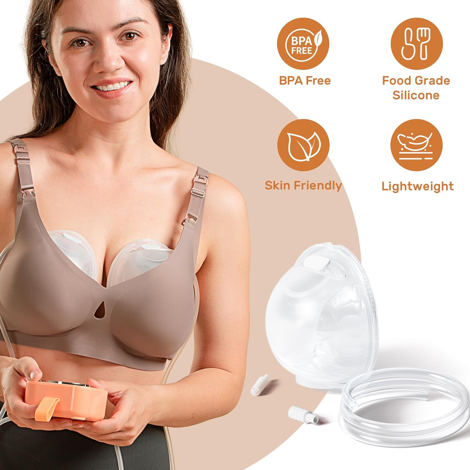 NCVI Hands Free Breast Pump Collection Cups for 8122-3/8123, Wearable Breast Pump Cups for Leaking Milk, Original Breast Pump Replacement Accessories, 5 Oz/150ml