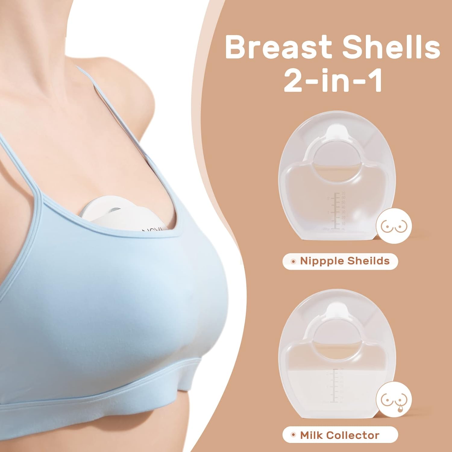 NCVI Breast Milk Collector, Milk Catcher, Breast Shells Protect Sore Nipples for Breastfeeding, Reusable Breastmilk Saver, Wearable Nursing Cups, Letdown Catch Discreet, BPA Free, 2.3oz/70ml