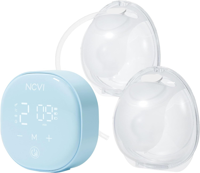 NCVI Hands Free Wearable Breast Pump 8122-3 with Tube 21/24/28mm Flanges, Electric Automatic Double Breastfeeding Pump with LCD Screen, 4 Models 9 Levels with Strong Motor And Wearable Cups