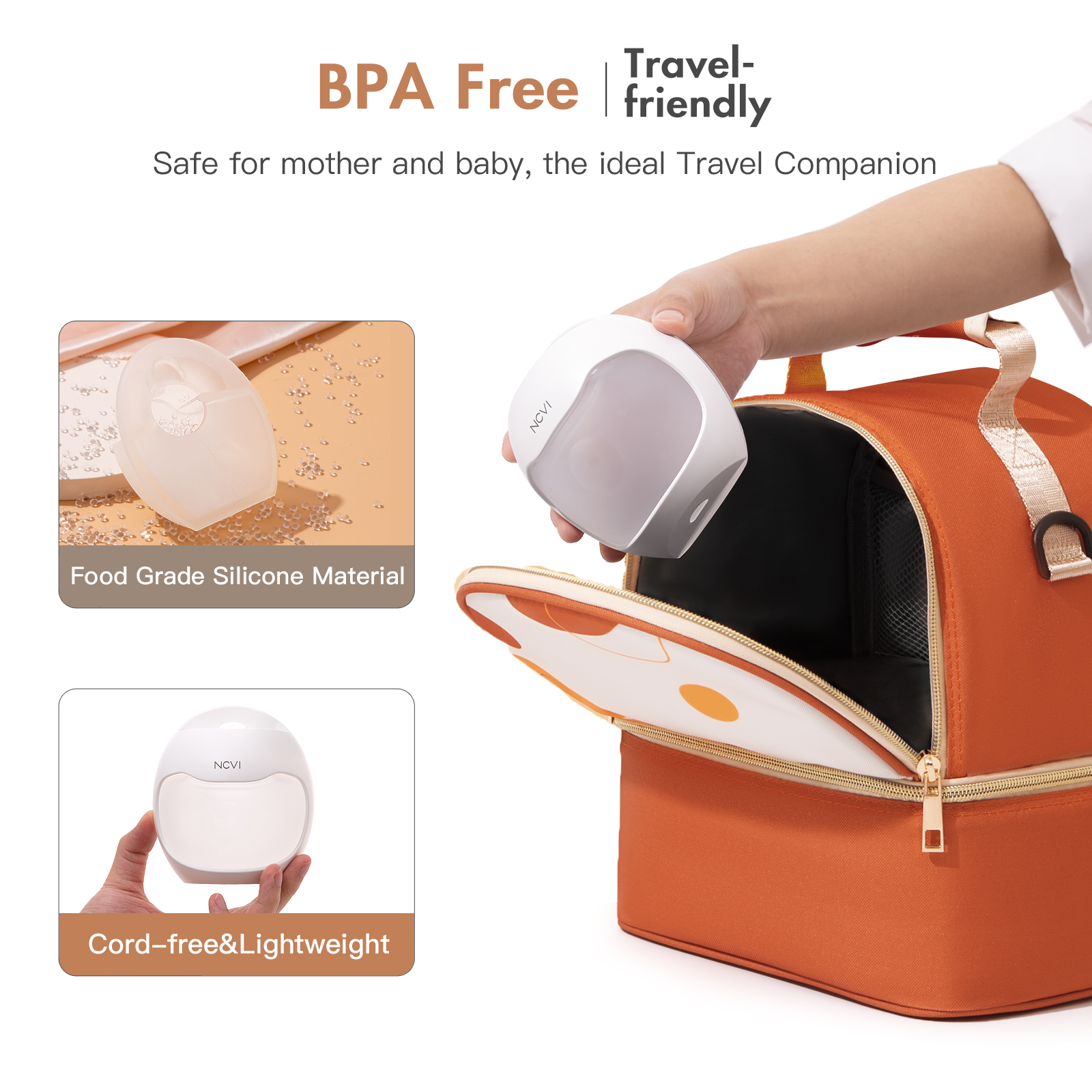 NCVI Manual Wearable Breast Pump | Breastmilk Collector, Hands-Free & Portable, Natural Expression, Breast Feeding Essentials | Astronaut Series, 1pc