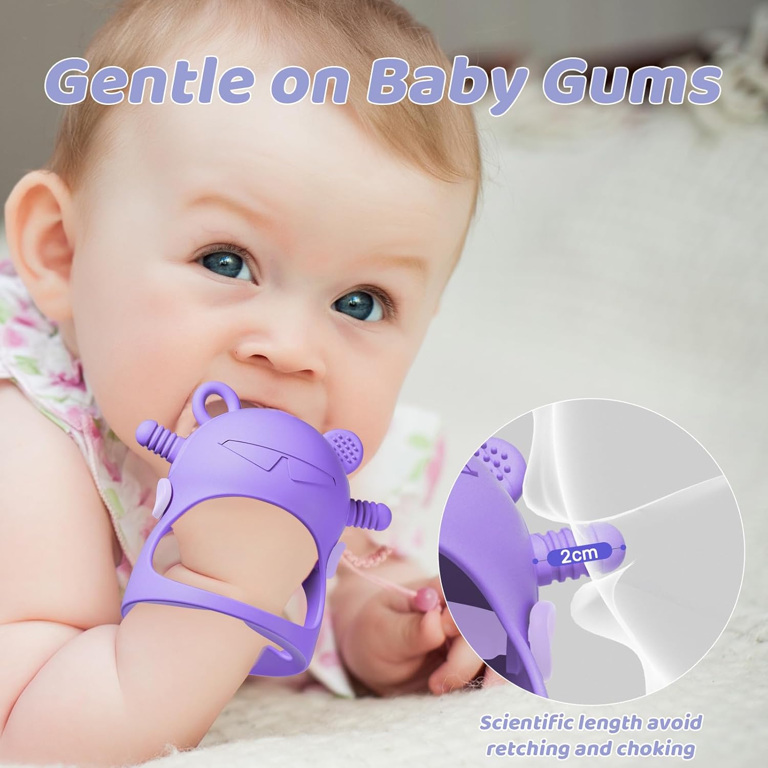 NCVI Baby Easter Silicone Teether Hand Grip Gentle on Baby GumS Purple