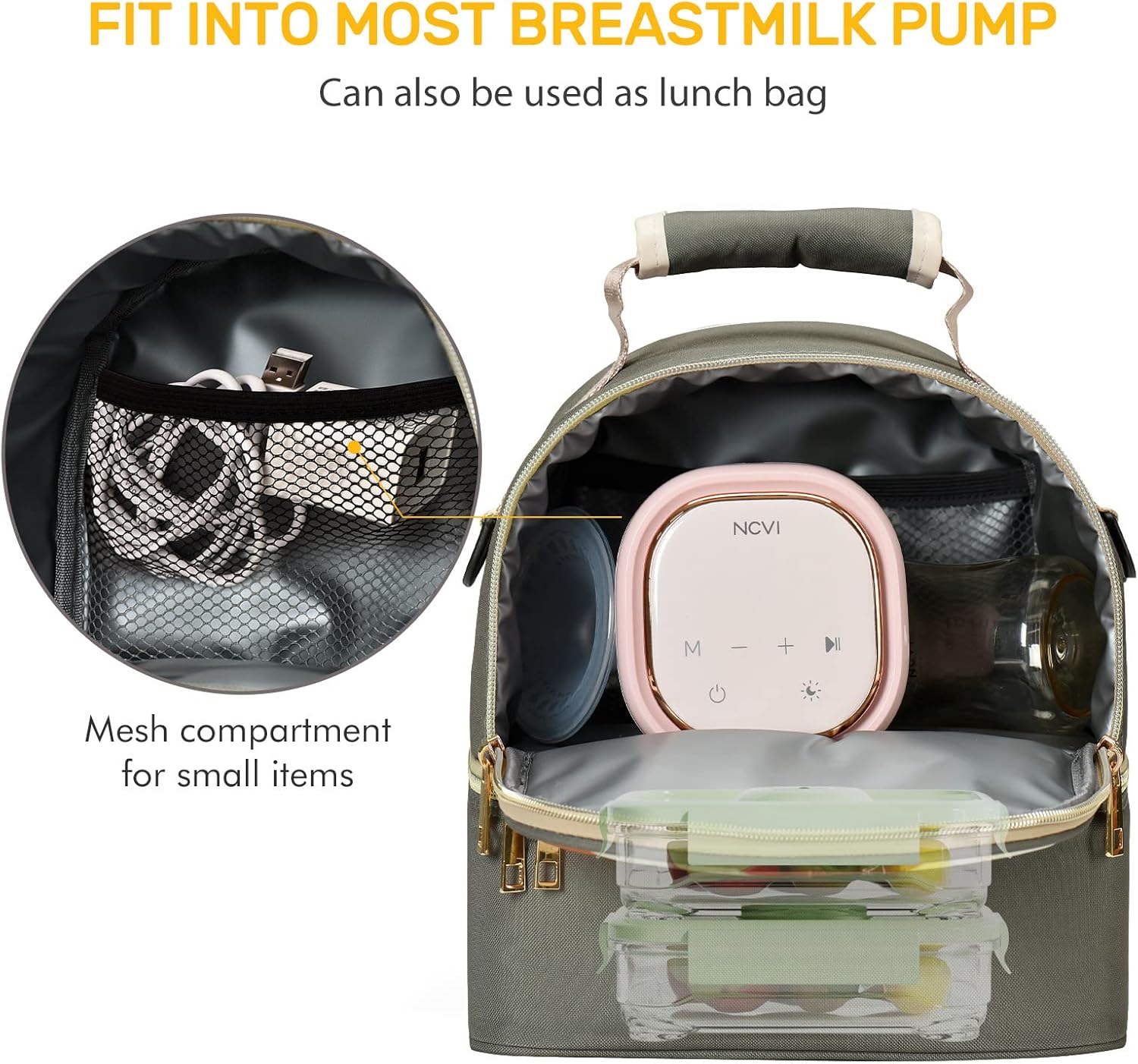 NCVI Breastmilk Cooler Bag 9510-8, fit into most breastmilk pump