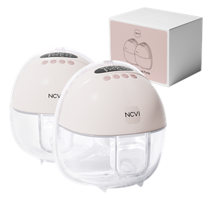 NCVI Hands Free Breast Pump 8131, Wearable Breastfeeding Pump with 4 Modes & 9 Levels, Portable Rechargeable Milk Pump with LED Display, Low Noise & Discreet, 19/21/24 mm Flanges, 2 Pack (Pink)