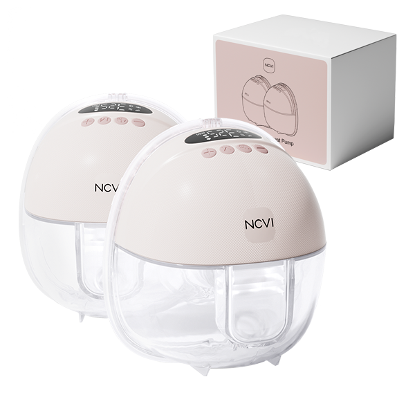 NCVI Hands Free Breast Pump 8131, Wearable Breastfeeding Pump with 4 Modes & 9 Levels, Portable Rechargeable Milk Pump with LED Display, Low Noise & Discreet, 19/21/24 mm Flanges, 2 Pack (Pink)