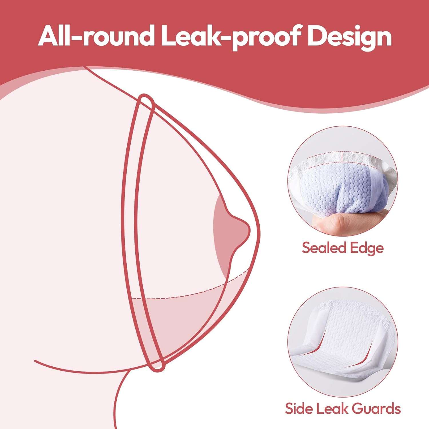 NCVI Disposable Nursing Pads 9296, All-round Leak-Proof Design, stay dry nursing pads, breast pads disposable, nursing pads disposable