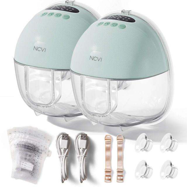 NCVI wearable breast pump 8131, Green, 2 Pack