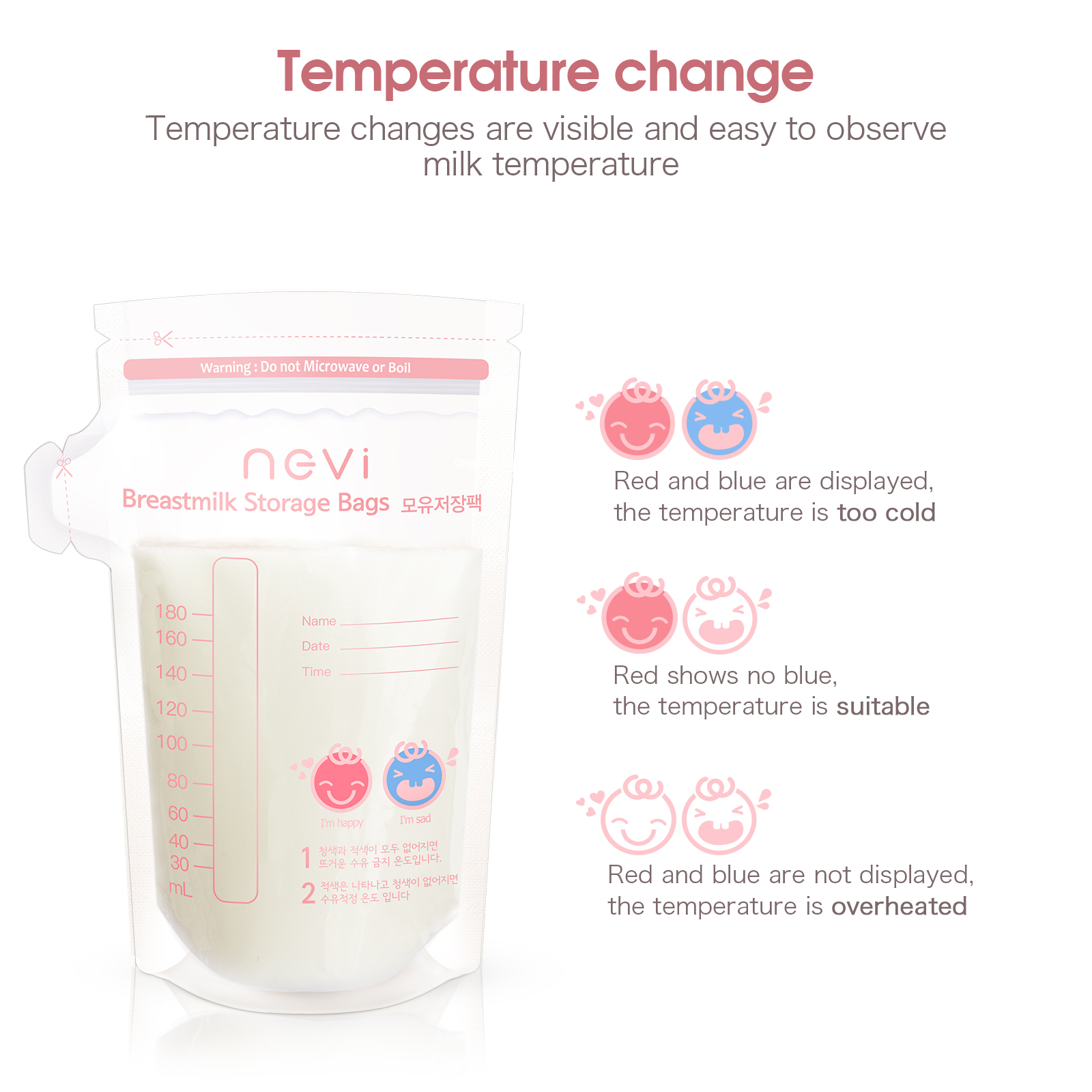 NCVI Breastmilk Storage Bags-Milk Freezer Bags for Long Term Breastfeeding Storage,with Temperature Color Change Imported From Korea (with Spout)