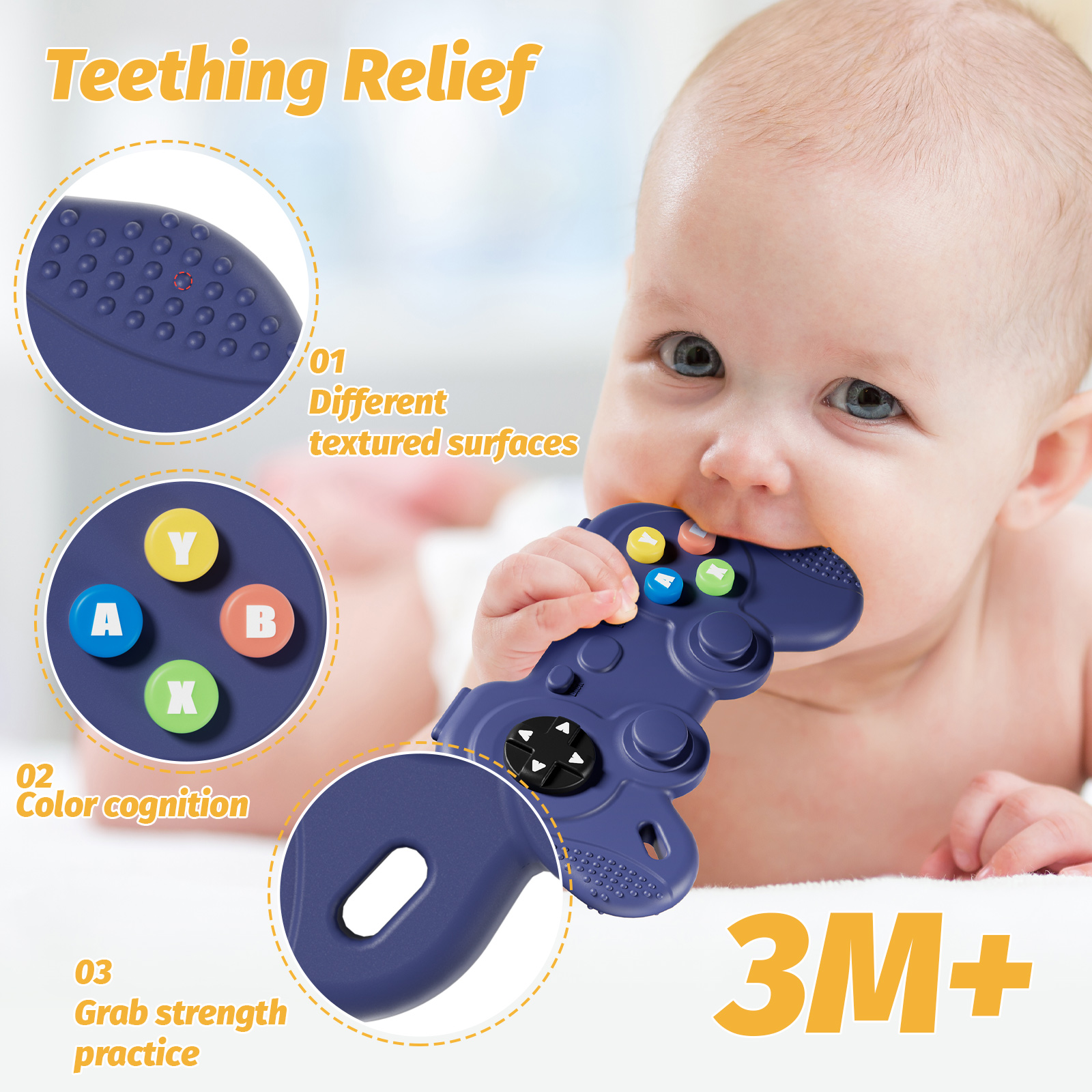 NCVI Teething Toys, Silicone Teether, Teething Toys for Babies 5-12 Months, Teething Relief, Game Control Shape Teether Toys Gift, Baby Chew Toys for Infant Newborn, BPA Free