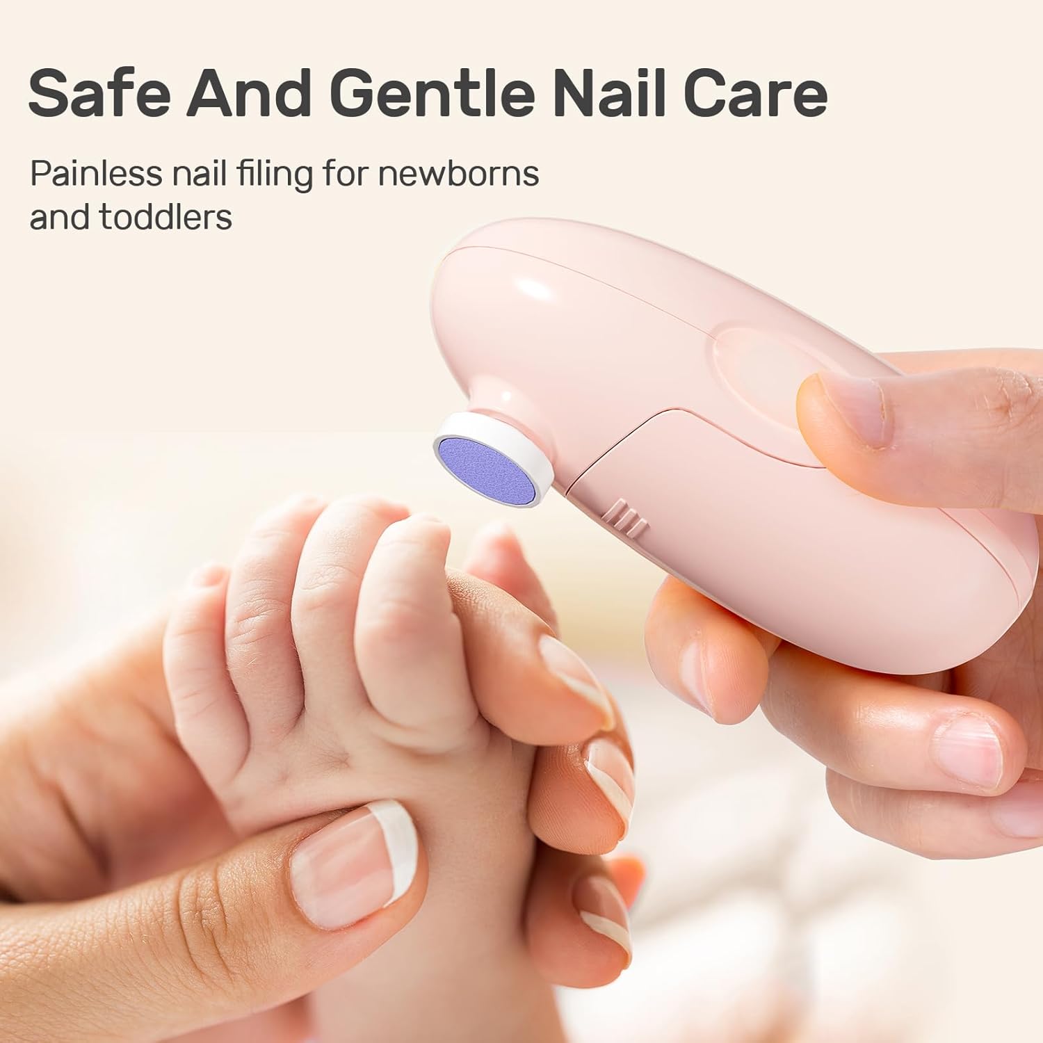 NCVI Baby Nail Trimmer Electric, Baby Nail File, Safe Baby Nail Clippers Pink Safe And Gentle Nail Care