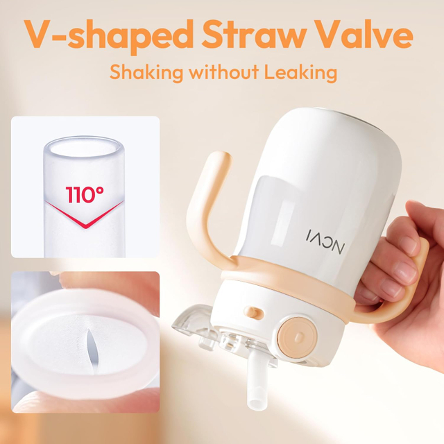 NCVI Kids Stainless Steel Straw Cup for Toddlers 1-3 Years Old, Training Tumbler with Straw Spill Proof with Handle