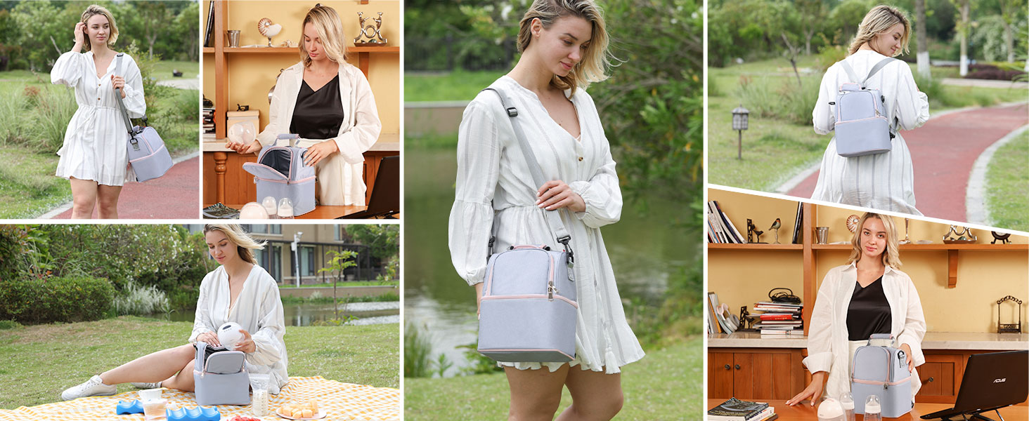 NCVI Breastmilk Cooler Bag (Grey) Perfect for Working and Traveling