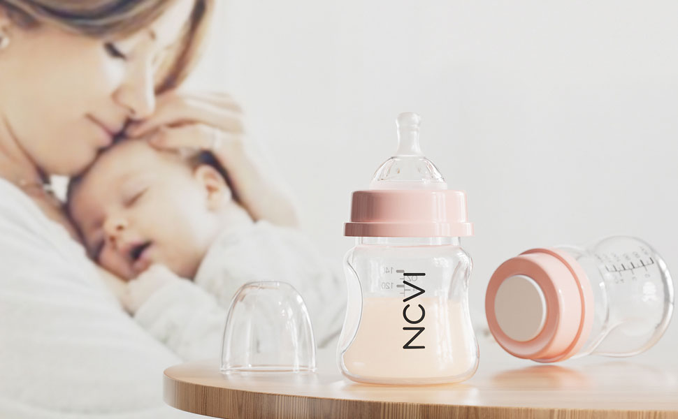 NCVI Baby Bottles Compatible with NCVI Breast Pump 8782/8780-2, Breast Milk Storage Bottles with Nipples and Travel Caps, Anti-Colic, BPA Free