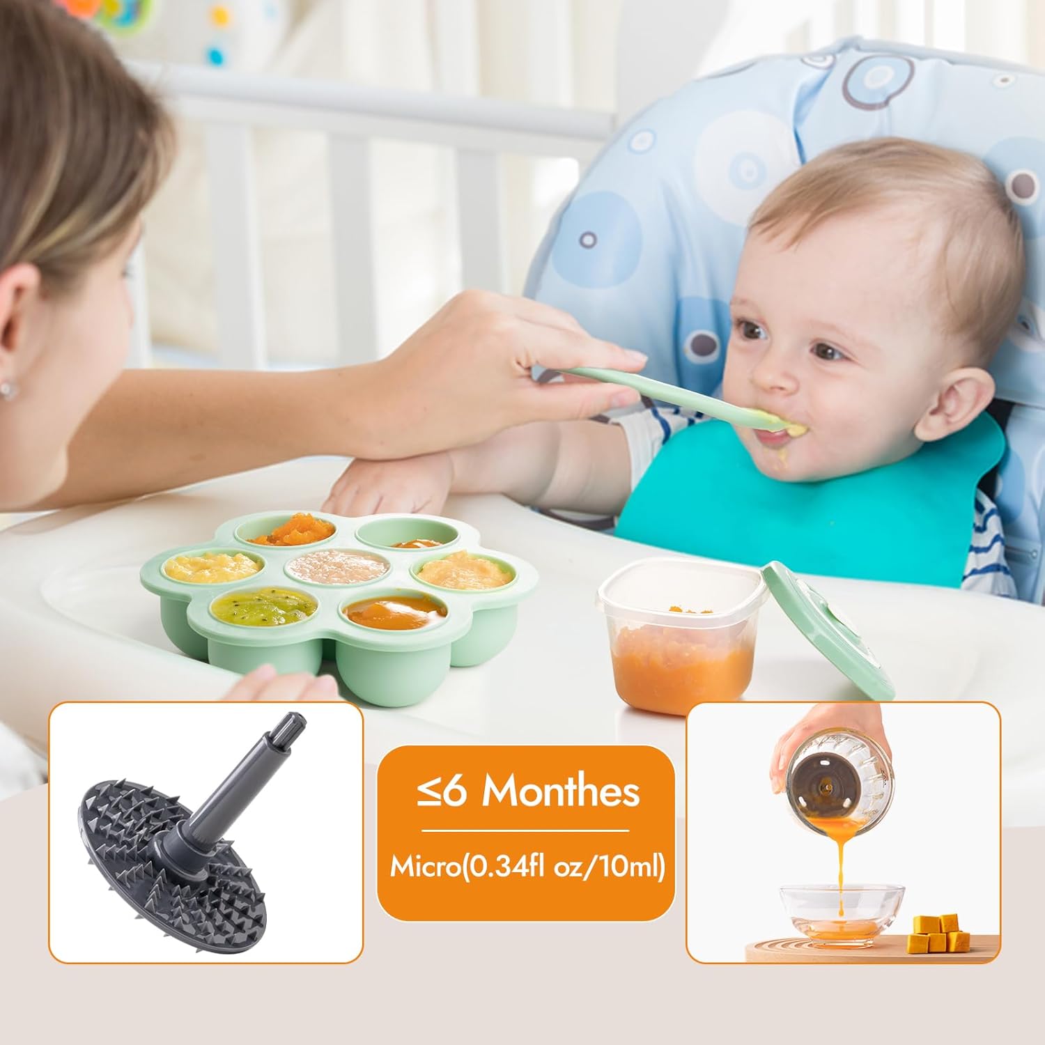 NCVI Puree Baby Food Processor Glass Set ≤6 Months Micro(0.34fl oz/10ml)
