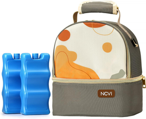 NCVI Breastmilk Cooler Bag with 2 Ice Pack, Breast Pump Bag with Cooler Fits 6 Bottles, Double Layer Breast Milk Baby Bottle Cooler Bag, for Travel, Nursing Mom Daycare, Work, Picnic (Green)