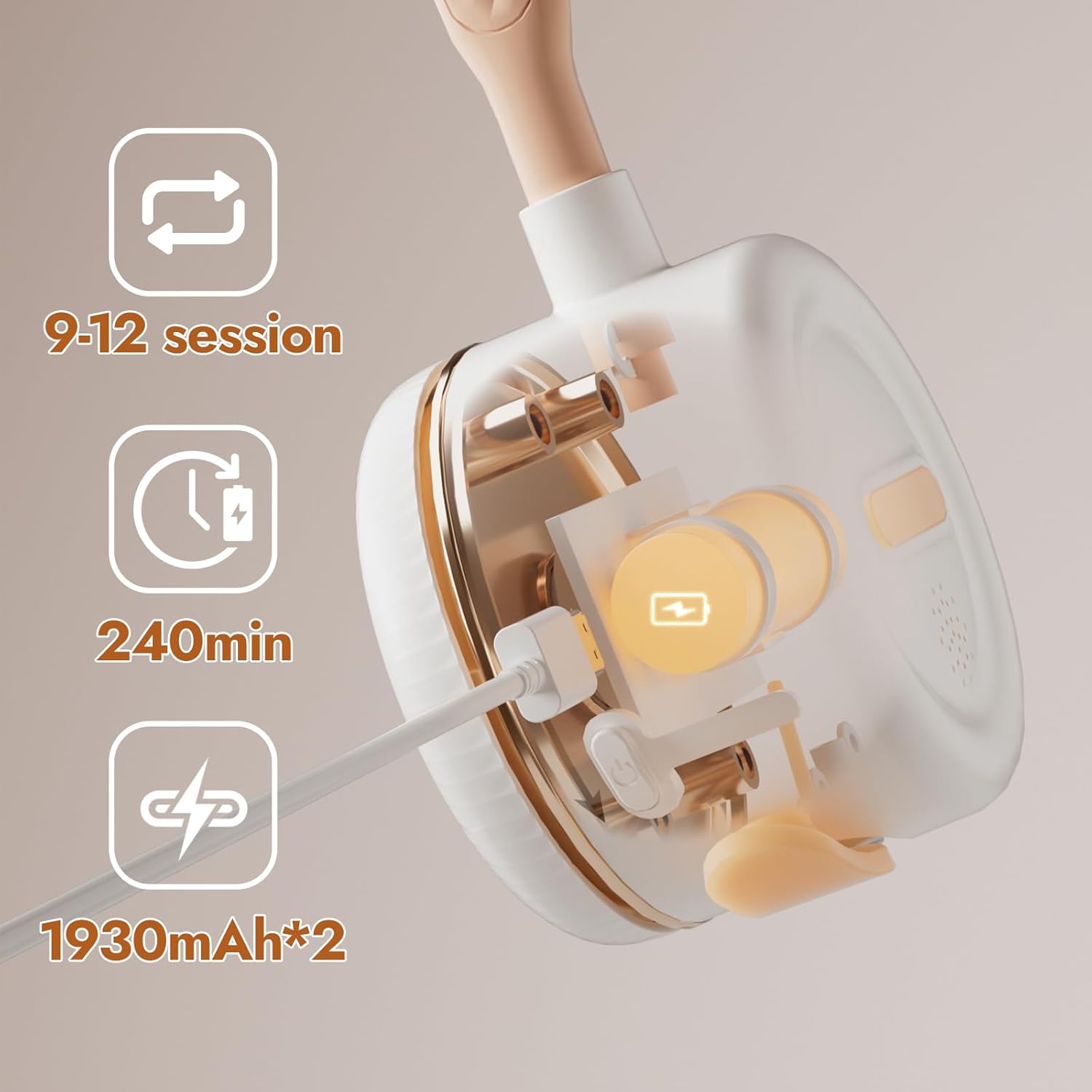 NCVI Hands Free Breast Pump 8138, Rotate the Button Knob to Select from 9 Levels, Max Suction 285mmHg