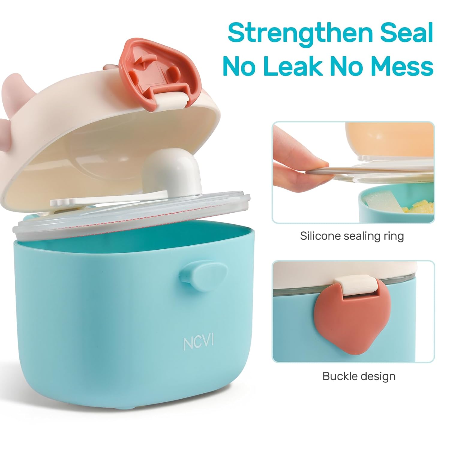 NCVI Baby Formula Dispenser On The Go,Buckle Design With Silicone Seal Ring, No Leak No mess