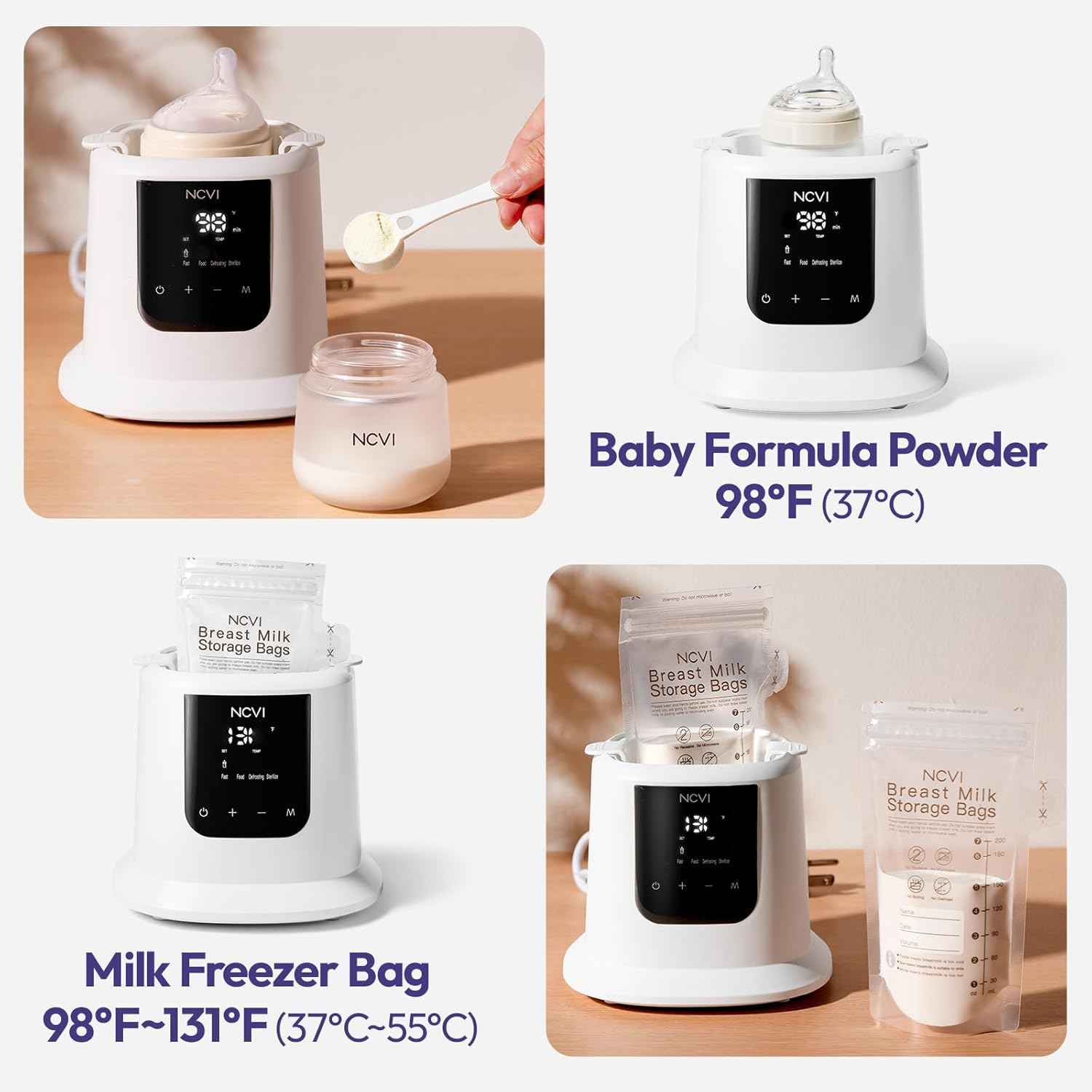 NCVI Baby Bottle Warmer, 8398 Milk Fast Heating & Defrosting Food Heater and Steam Sterilizer with LCD Display,Timer 