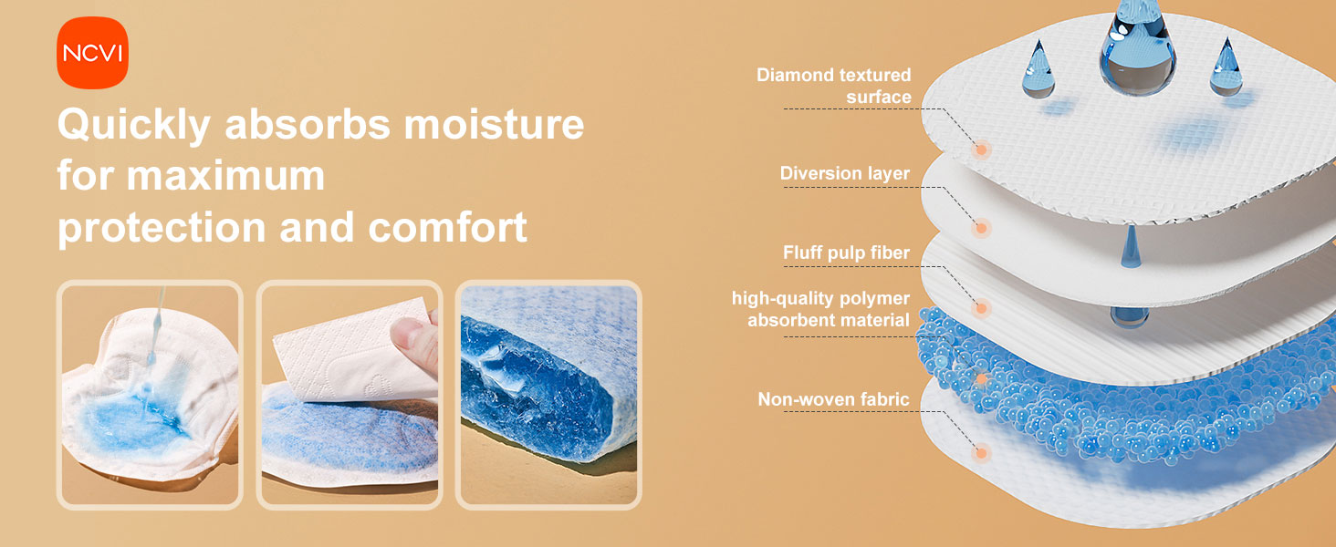 Quickly absorbs moisturefor maximumprotection and comfort