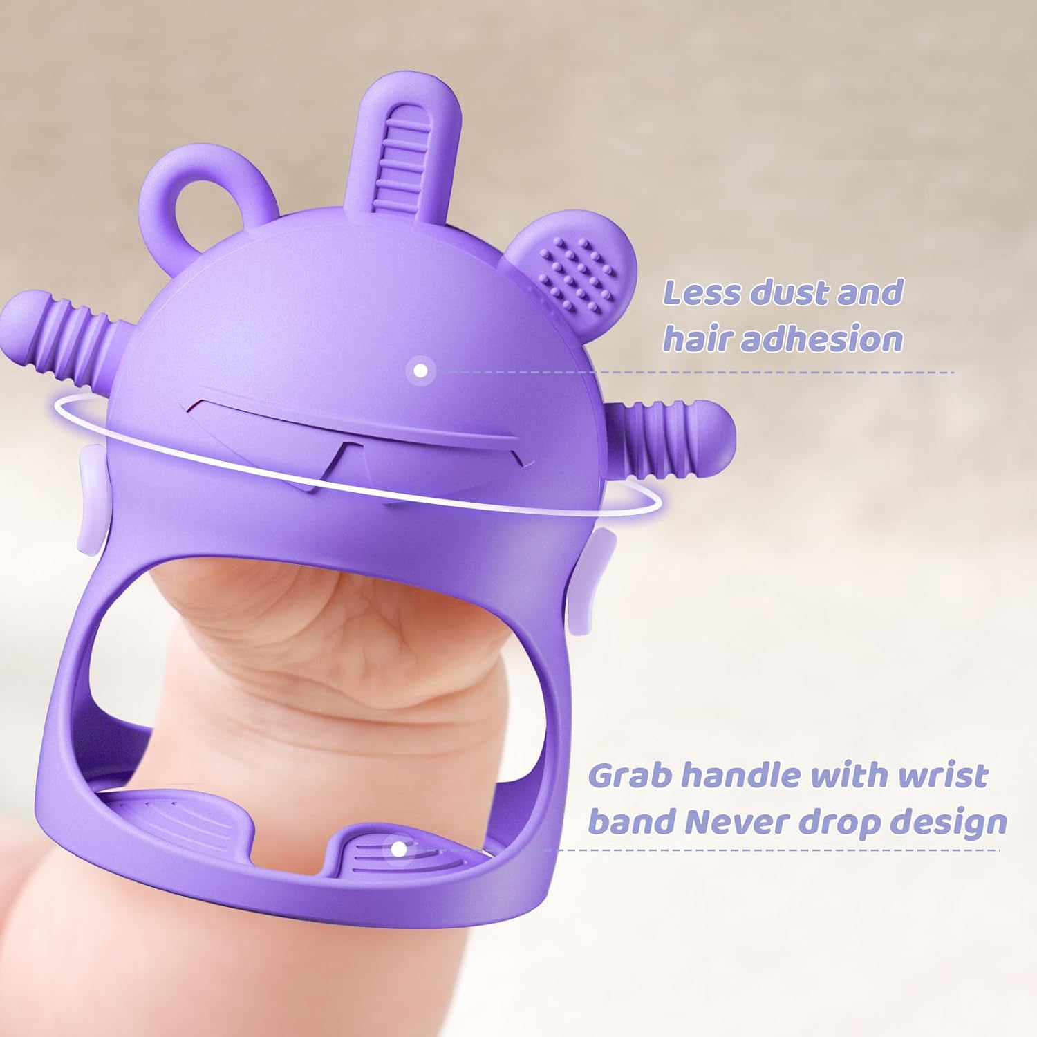 NCVI Baby Easter Silicone Teether Hand Grip Less dust and hair adhesion Purple
