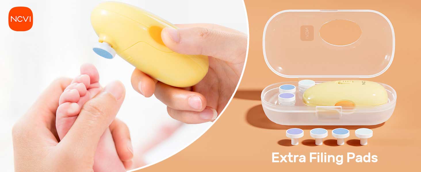 NCVI baby nail trimmer included 4 types of griding pad, each of 2, total 8