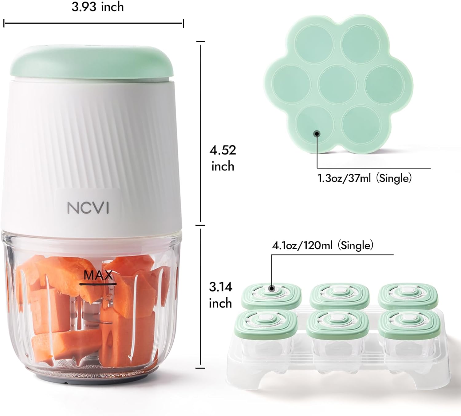 NCVI Puree Baby Food Processor Glass Set Product appearance size