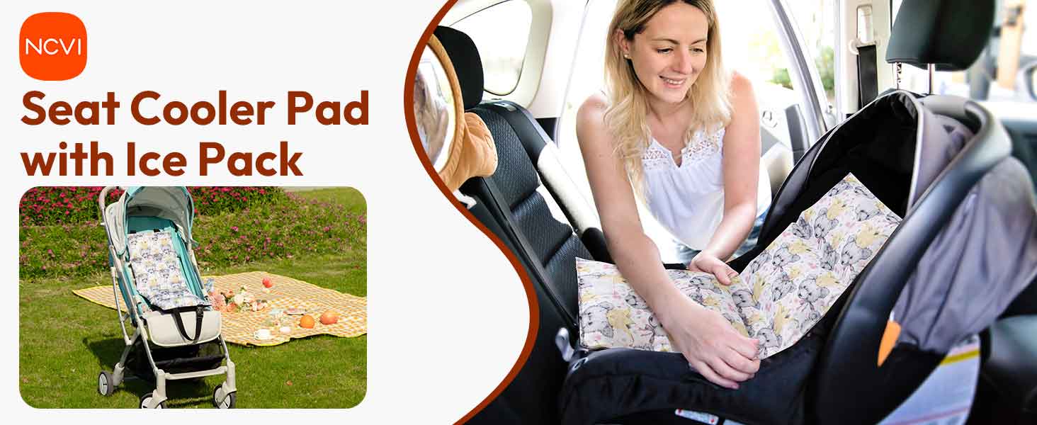 NCVI Car Seat Cooling Pad— Quickly Cools Baby's Car Seat and Stroller in Heat Grizzly