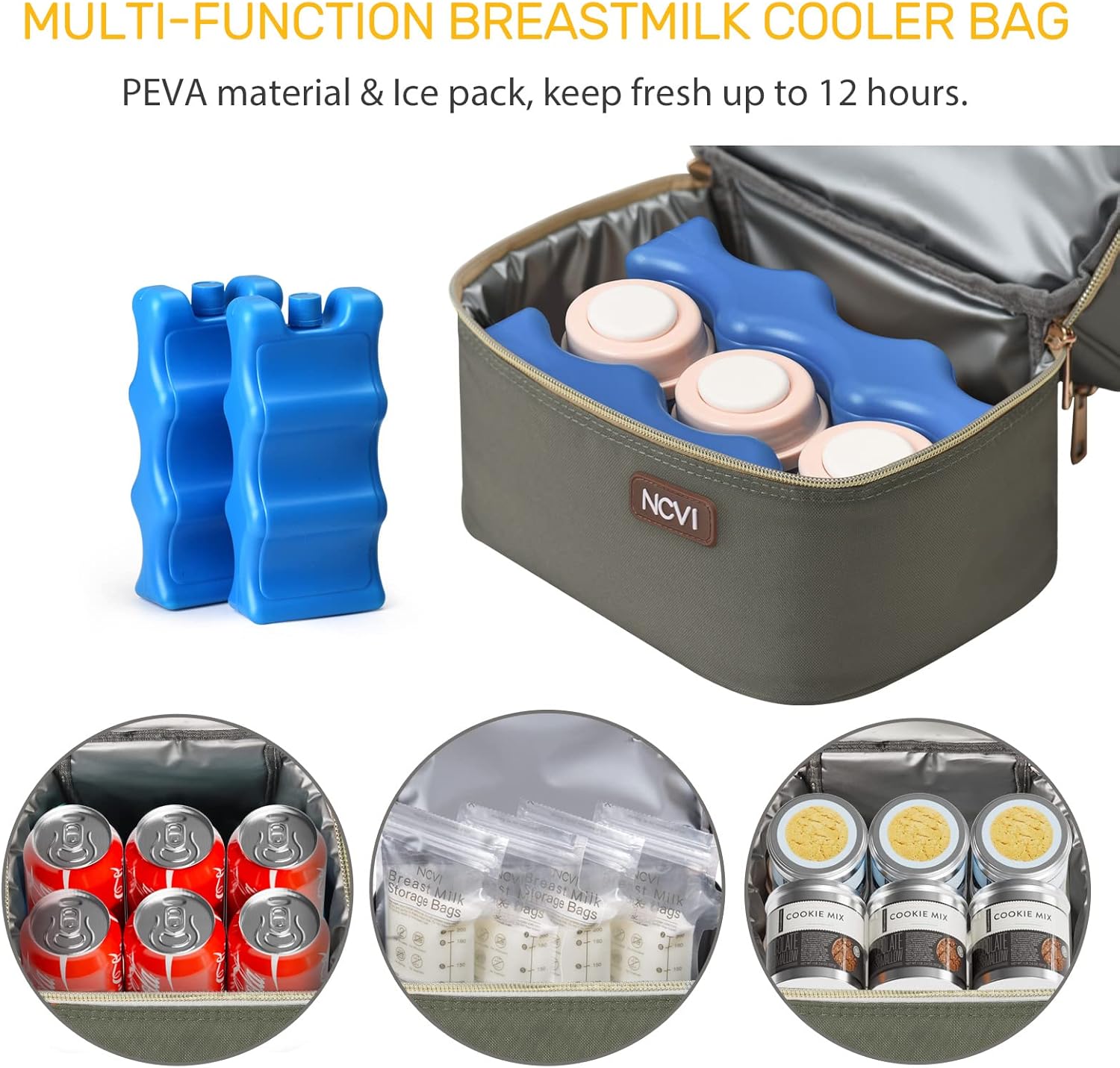 NCVI Breastmilk Cooler Bag 9510-8, multi-function breastmilk cooler bag