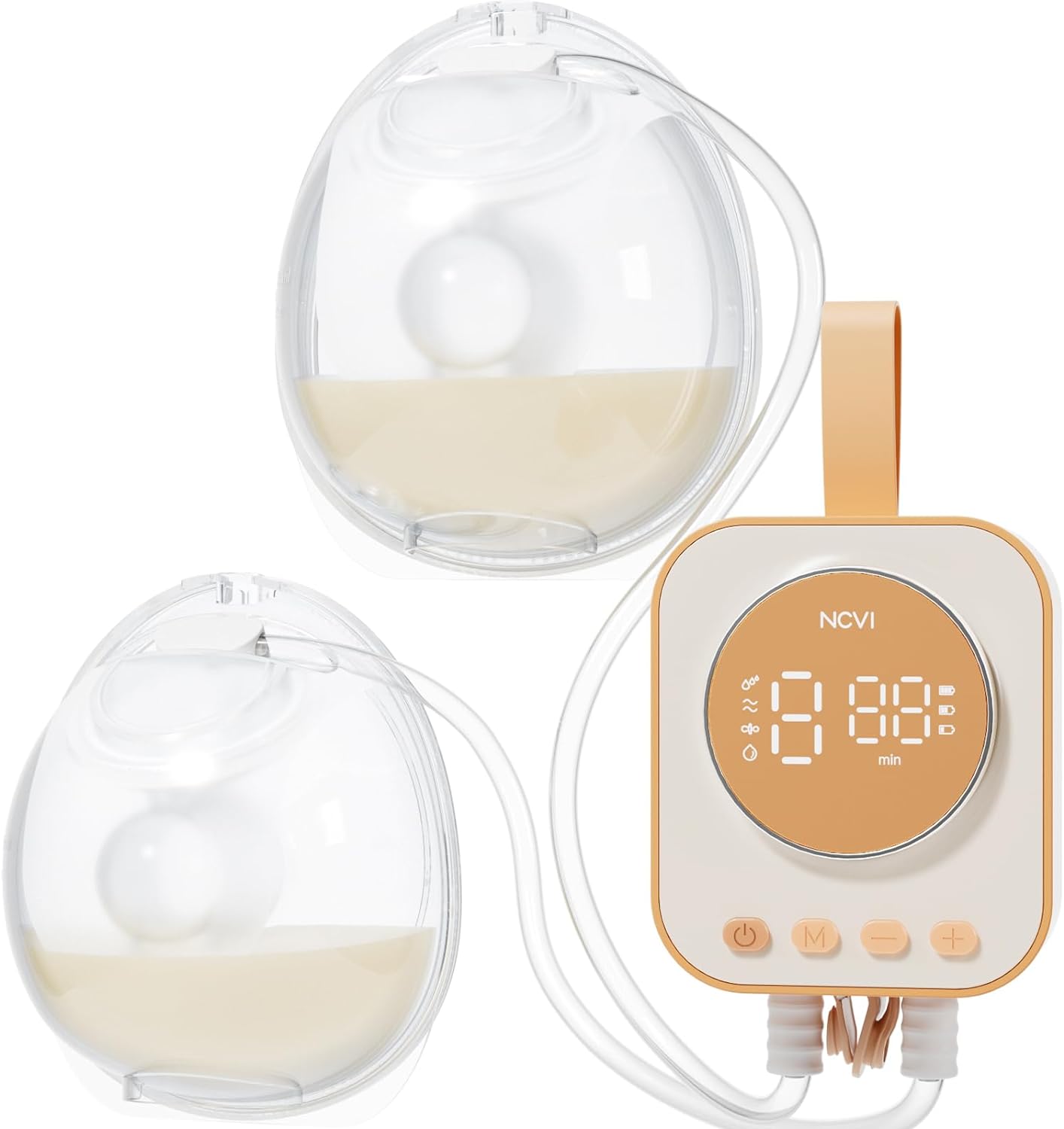 NCVI Hands Free Wearable Breast Pump, Portable Double Electric Pump, 4 Modes 9 Levels, Combined with Strong Motor and Wearable Cups, 21/24/28mm, Newly Breastfeeding Pump with Lightweight, Low Noise